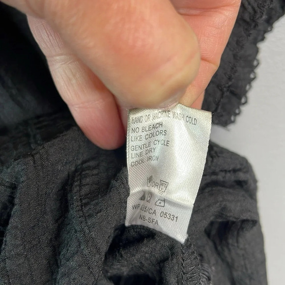 WOOLRICH Crinkle Surplice V-neck Dress Black Short Sleeve Knee Length Size XS - Picture 10 of 12